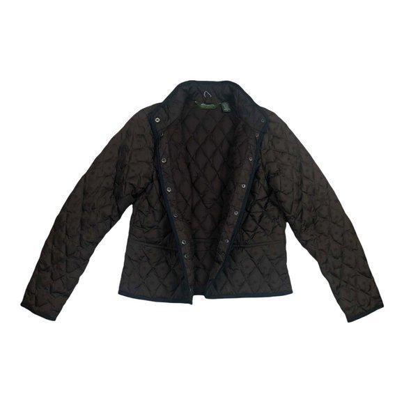 Eddie Bauer Womens Quilted Goose Down Jacket Size M Snap Closure Brown EB 650 - Picture 2 of 9